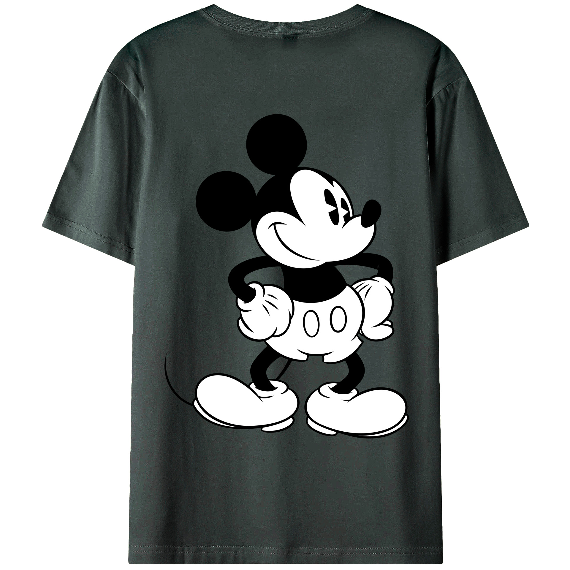 ミッキーマウス Mickey Mouse 綿100％ メンズ半袖Tシャツ（バックプリント） 通気性
